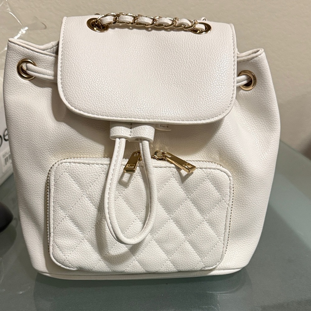 Forever 21 White Backpack with Gold Details